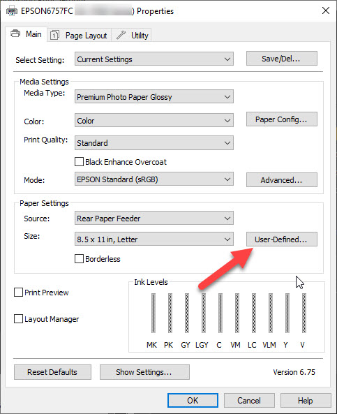 Greeting Card Setup / Photoshop / Windows Vertical / Epson