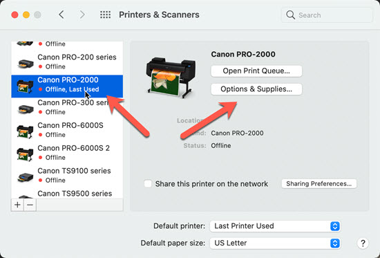 access 97 how to change default printer