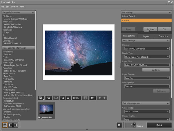 How To Use Printer Profiles: Canon Print Studio Pro