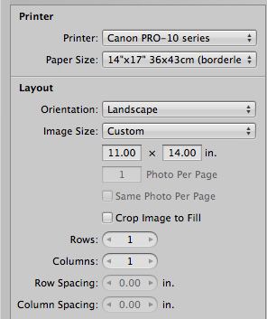 borderless print size canon pixam