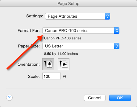 Borderless LR Mac Choose Printer