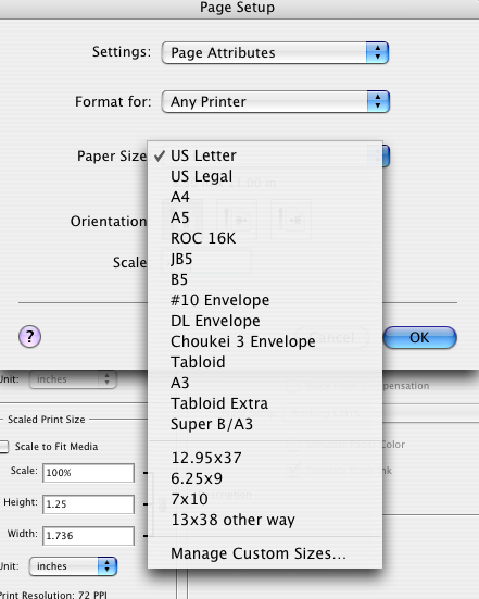 Manage Custom Size