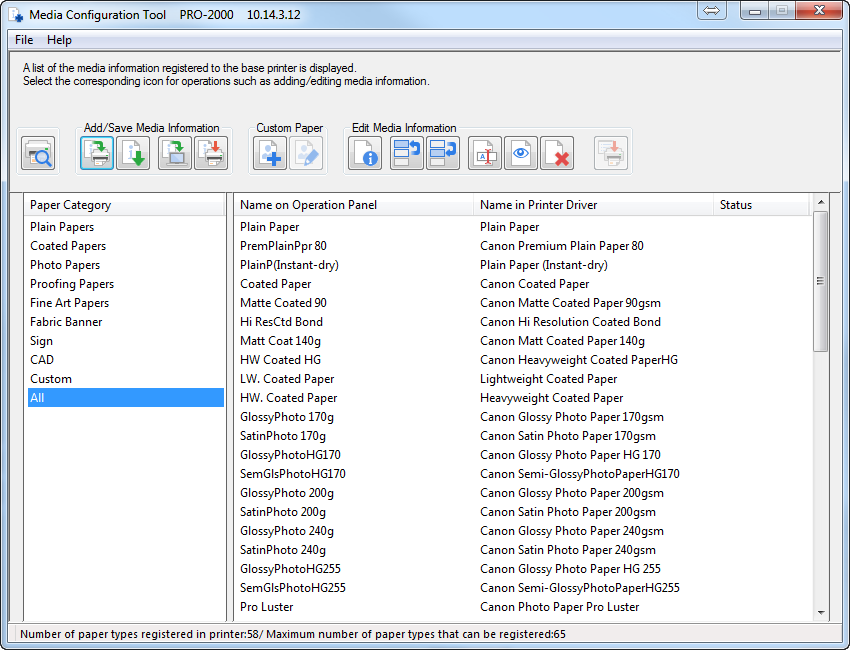 How to Install AM1X Custom Media Config Media Types for Canon