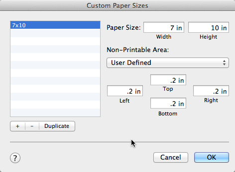 Custom Paper Sizes