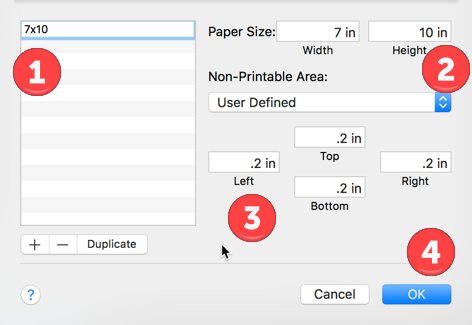 custom paper size in excel for mac