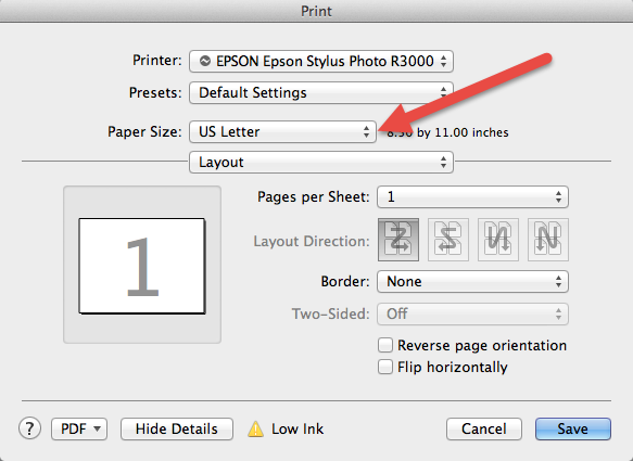 photoshop mac print settings