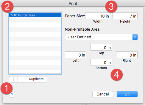 Define custom size mac