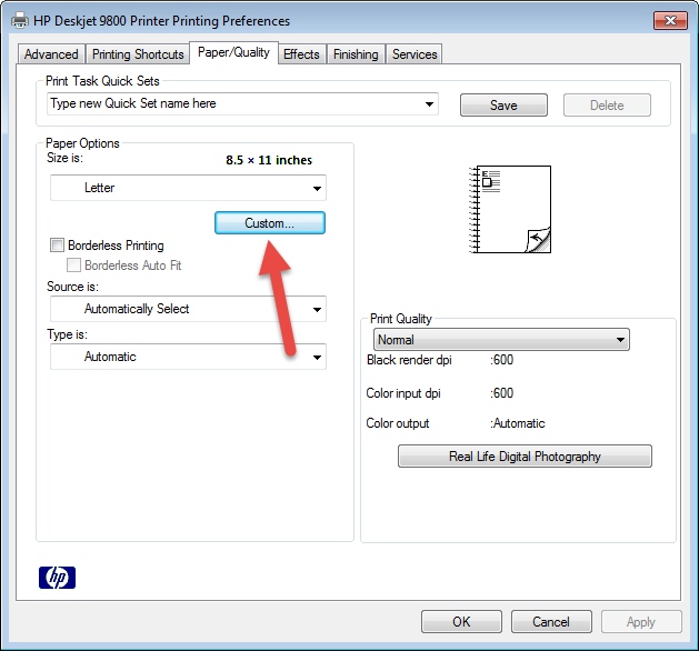 Fix The Missing Custom Size Option For Hp Inkjet Printers