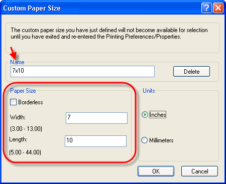 Making User Defined Paper Sizes