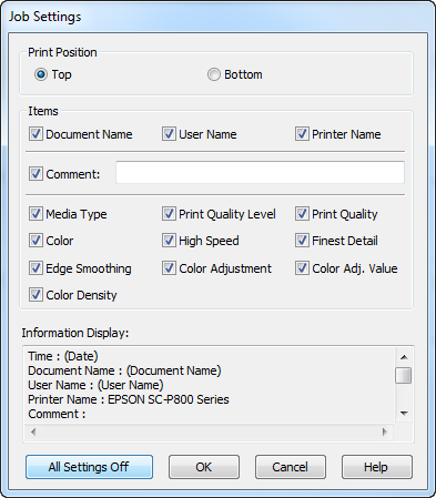 Job Setting Details 2