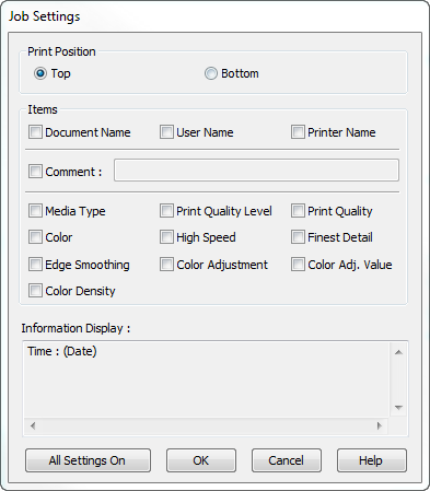 Job Settings Main