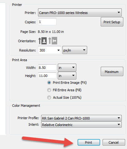 printing from on1 photo raw